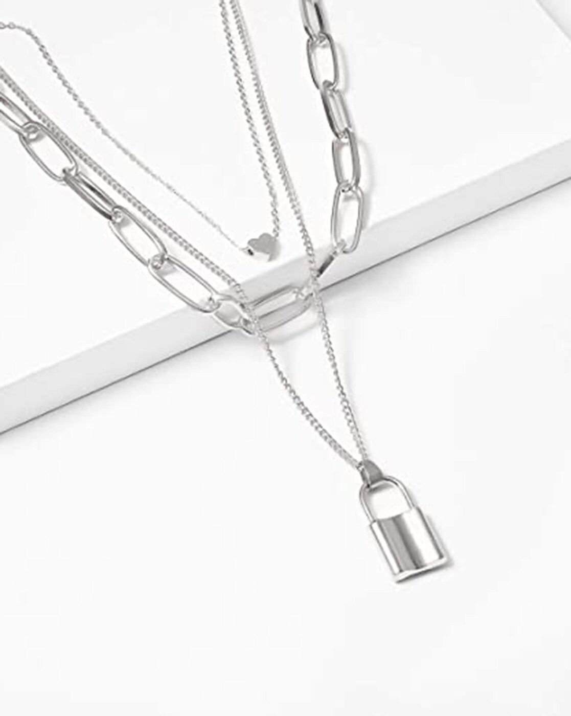 Graceful Lock Heart Triple Chain Necklace – Makers India