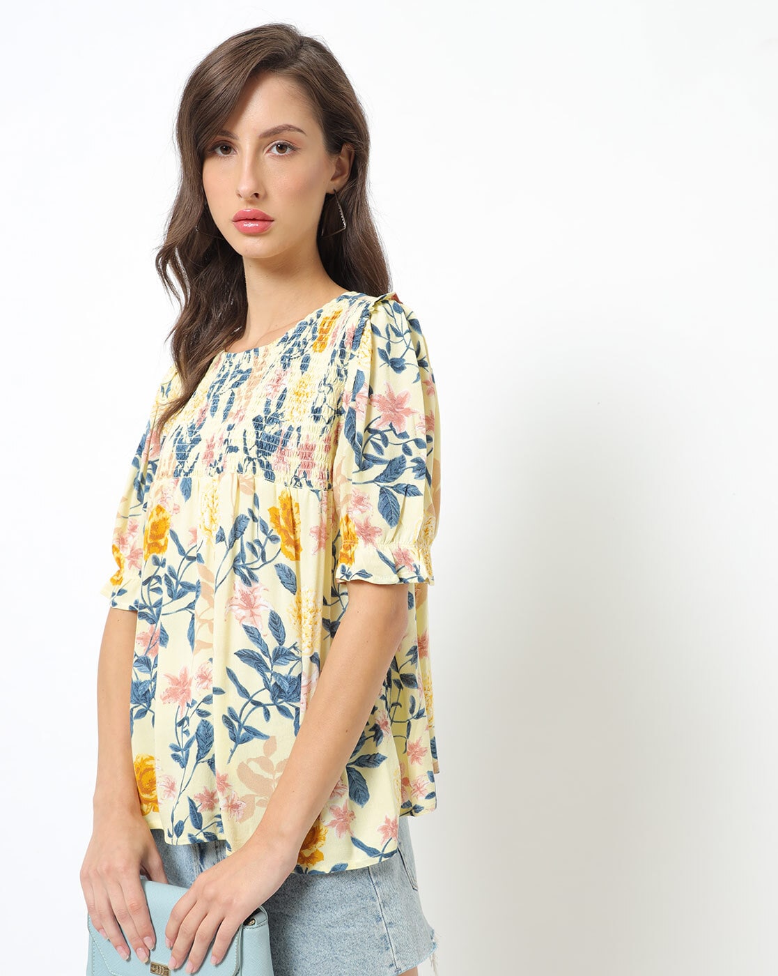 Spritz Printed Silk Blouse in Yellow Womens Tops P.A.R.O.S.H Save 42% Tops P.A.R.O.S.H 