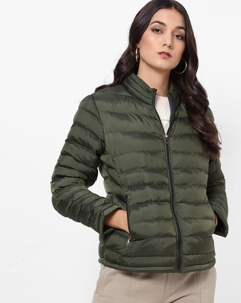 army green down jacket womens