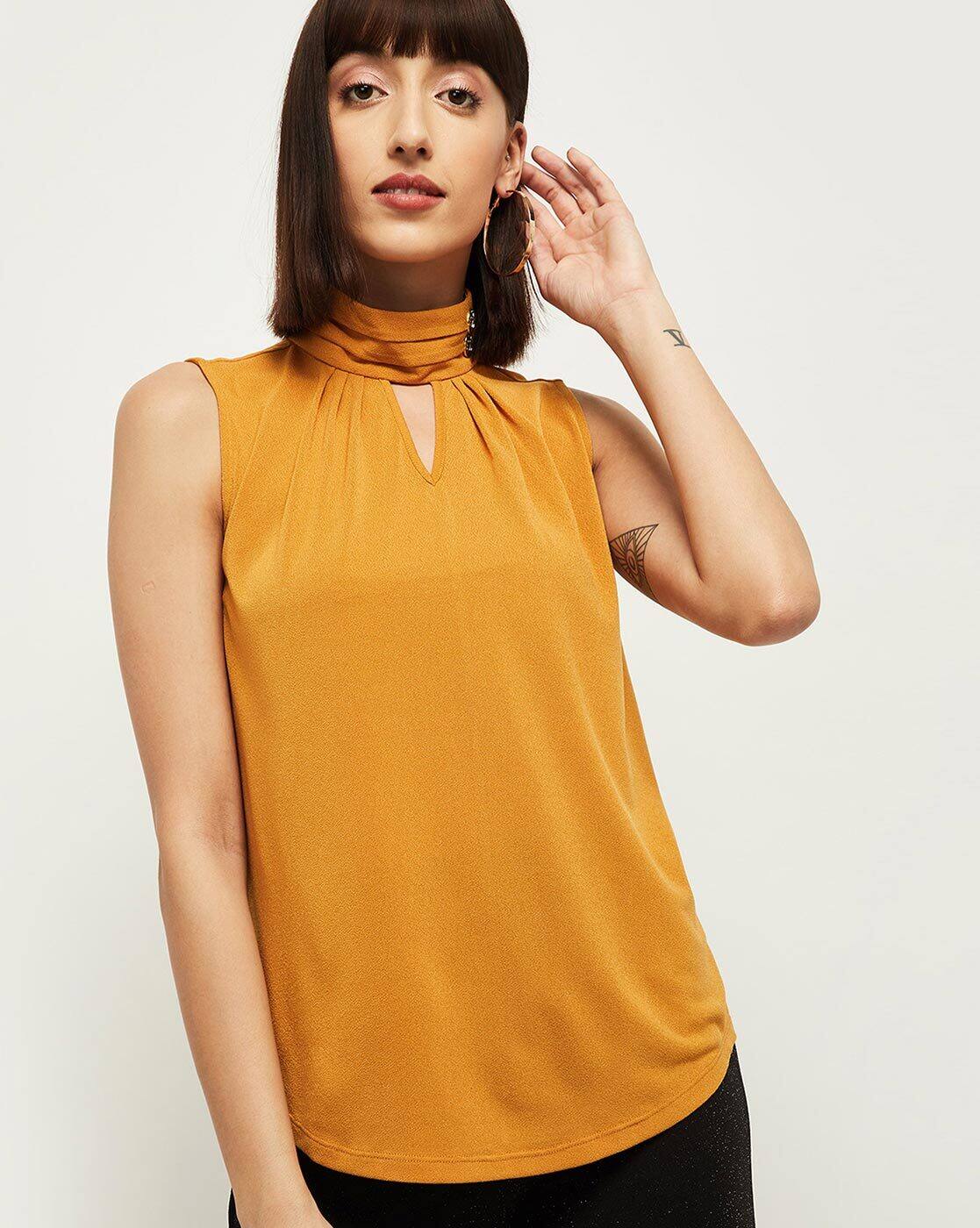 Gold high neck top Clearance