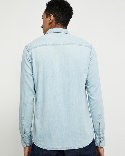 Minimum BINNAS - Button-down blouse - light blue 