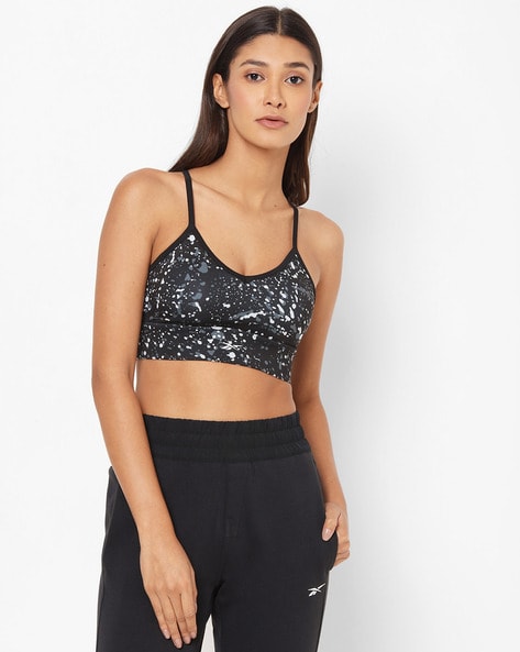 Printed Sports Bra with Racer Back
