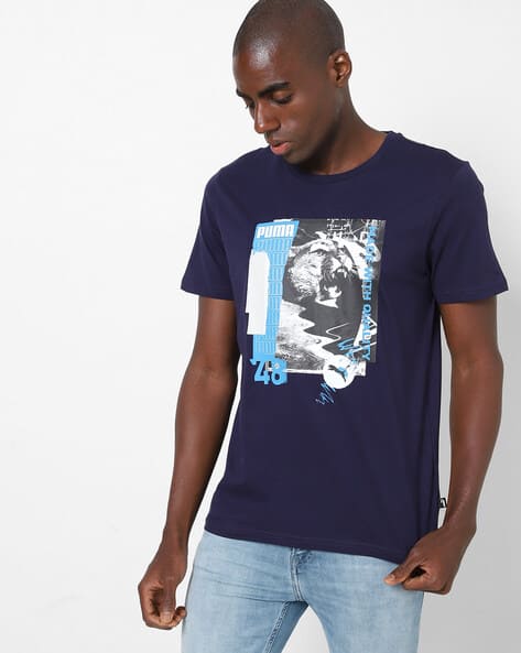 Modern Sports Graphic Print Crew-Neck T-shirt