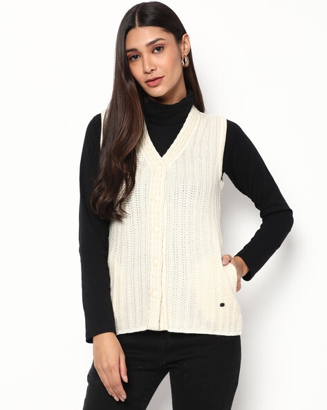 White sleeveless hot sale cardigan womens