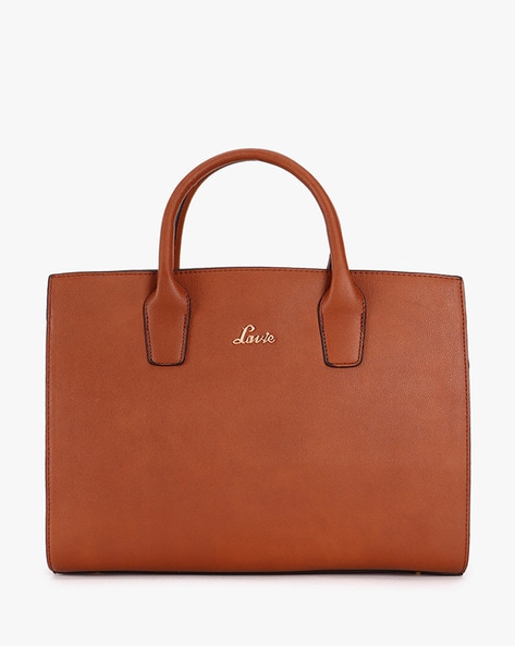 Brown Leather One Handle Satchel Handbag Multi Pocket Bag | eBay