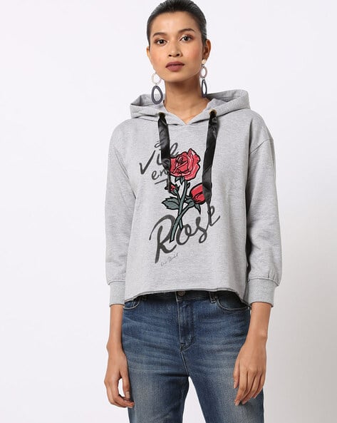 Embroidered Sweatshirt with Hood