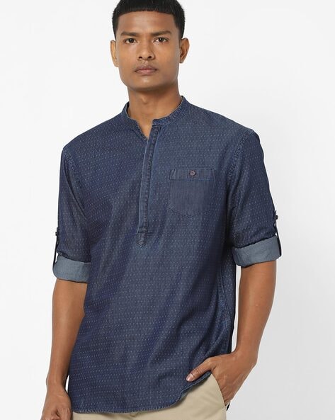 Buy FLYING MACHINE Yellow Printed Cotton-Linen Blend Slim Fit Mens Denim  Shirt | Shoppers Stop