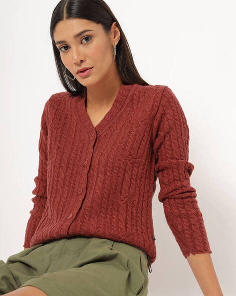 rust womens cardigan