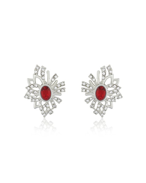 Buy Garnet Red Dangle Earrings Swarovski Crystal Jeweled Gold Statement  Bridal Wedding Formal Long Post Earrings Vintage Ruby Gift Handmade Online  in India - Etsy