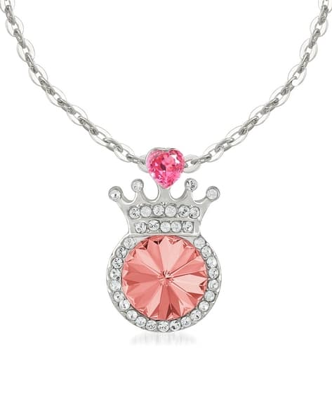 Buy Silver-Toned Pink Necklaces Pendants for Women by MAHI