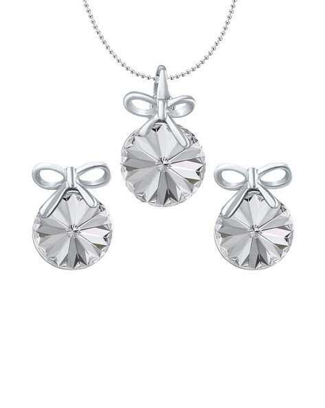 Swarovski Volta Collection Crystal Bow Short Pendant Necklace & Earring Set  | Dillard's