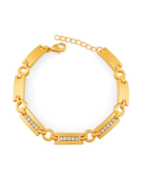 Womens 14k Yellow Gold ID Bracelet with Cubic Zirconia Bezel