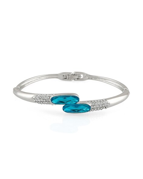 Blue Onyx Om Mani Padme Hum Engraved 10 mm Beads Bracelet