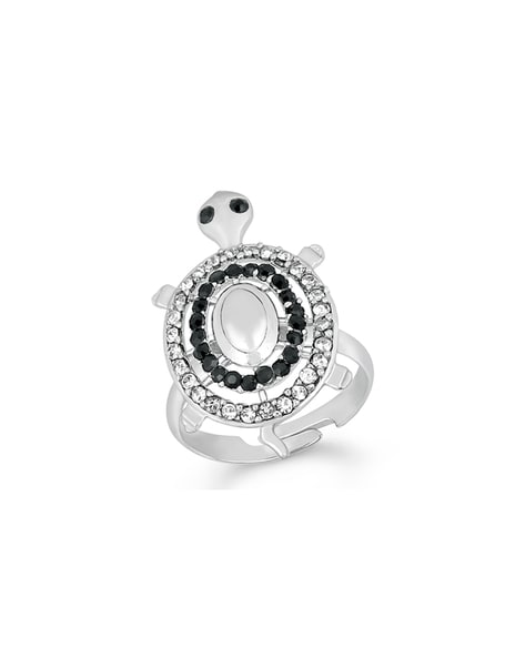 Silver Tortoise Ring | 925 Silver Kachua Black Polished Ring