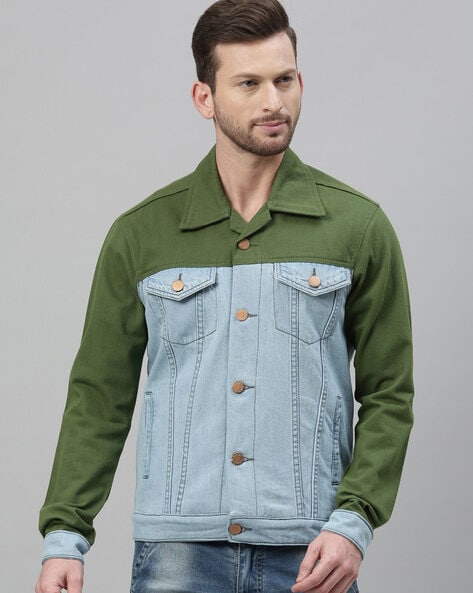 GANNI Jaqueta Jeans Color Block - Farfetch | Denim jacket, Green denim  jacket, Jackets