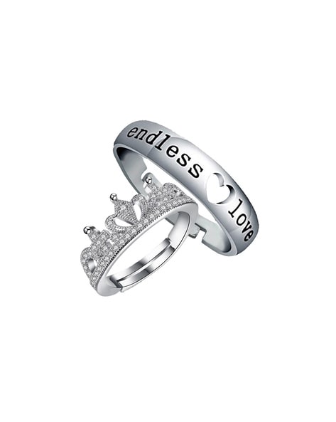 Engraved Heartbeat Couple Promise Rings Set Gullei.com