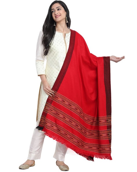 Kashmir Embroidered Shawl with Fringes Price in India