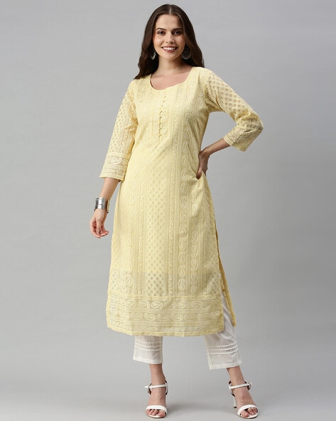 Buy Soch Red and Beige Cotton Kurti Online @ ₹299 from ShopClues