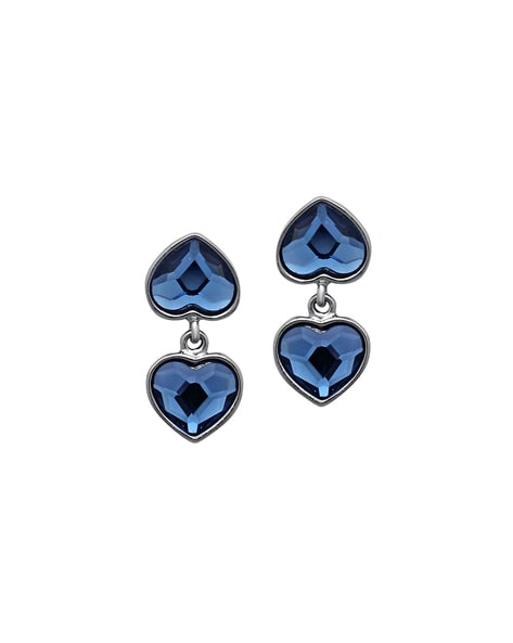 Birthstone stud earrings, Round cut, December, Blue, Rhodium plated |  Swarovski