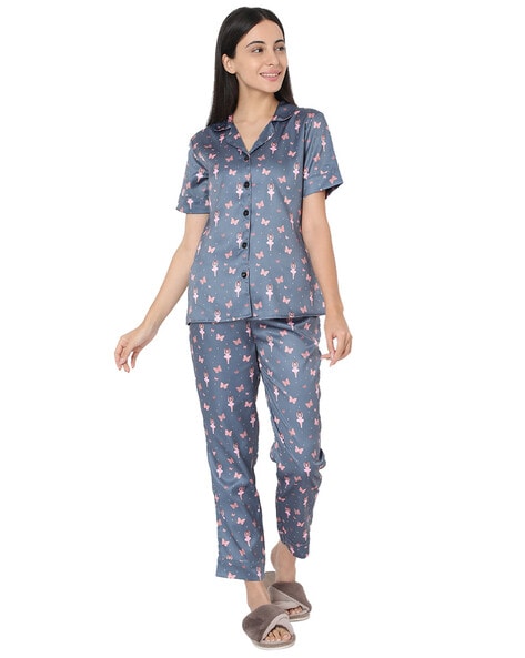 Buy Printed Cotton 3 Piece Night suit with Shrug for Women Online at Secret  Wish | NS-JP-017
