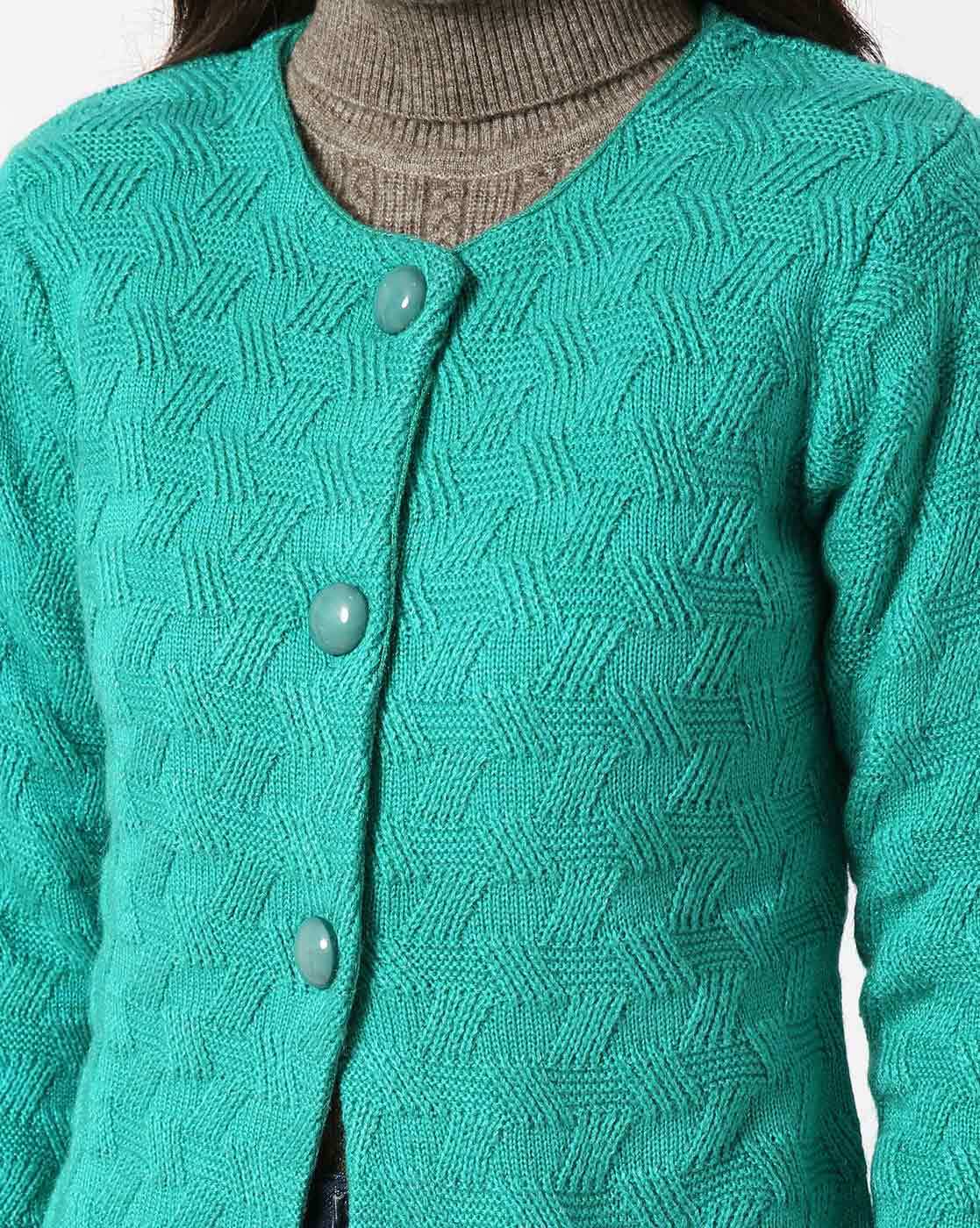 Lucky Brand Womens Knit Ribbed Cardigan Sweater Green P/S