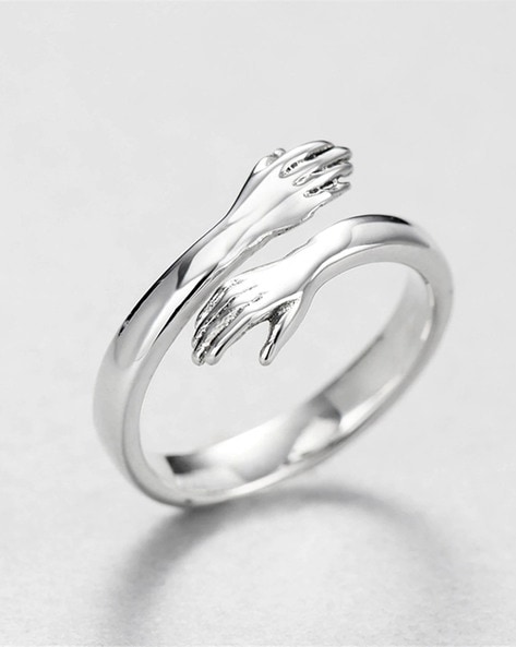 Silver Love Hugging Hand Ring – Handmade Joy