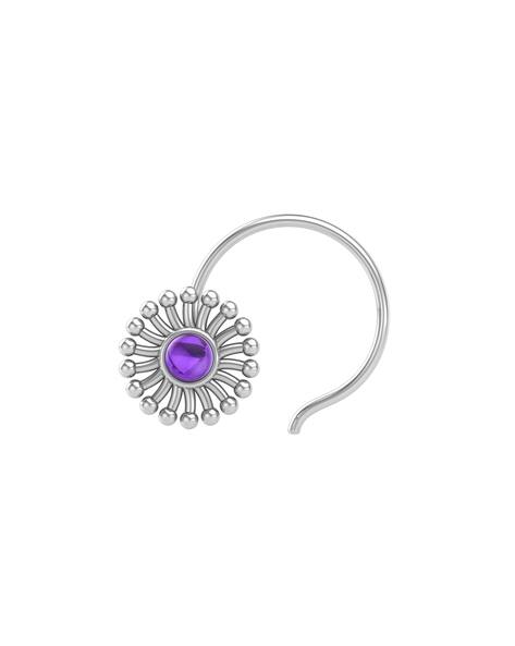 Buy Silver \u0026 Purple Nose Pins for Girls by Peenzone Online | Ajio.com