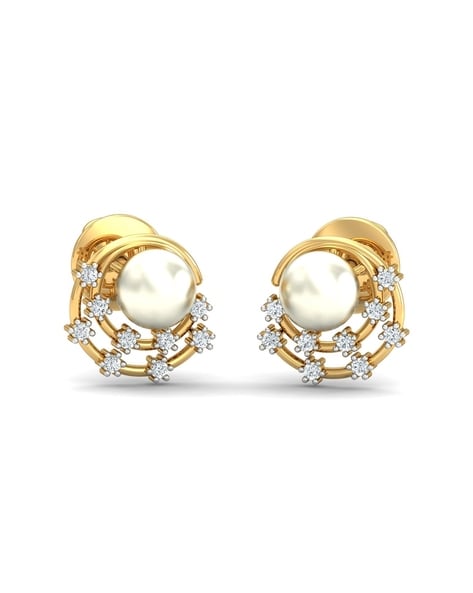 Tahitian Pearl and Diamond Dangling Earrings in 18 KT Yellow Gold