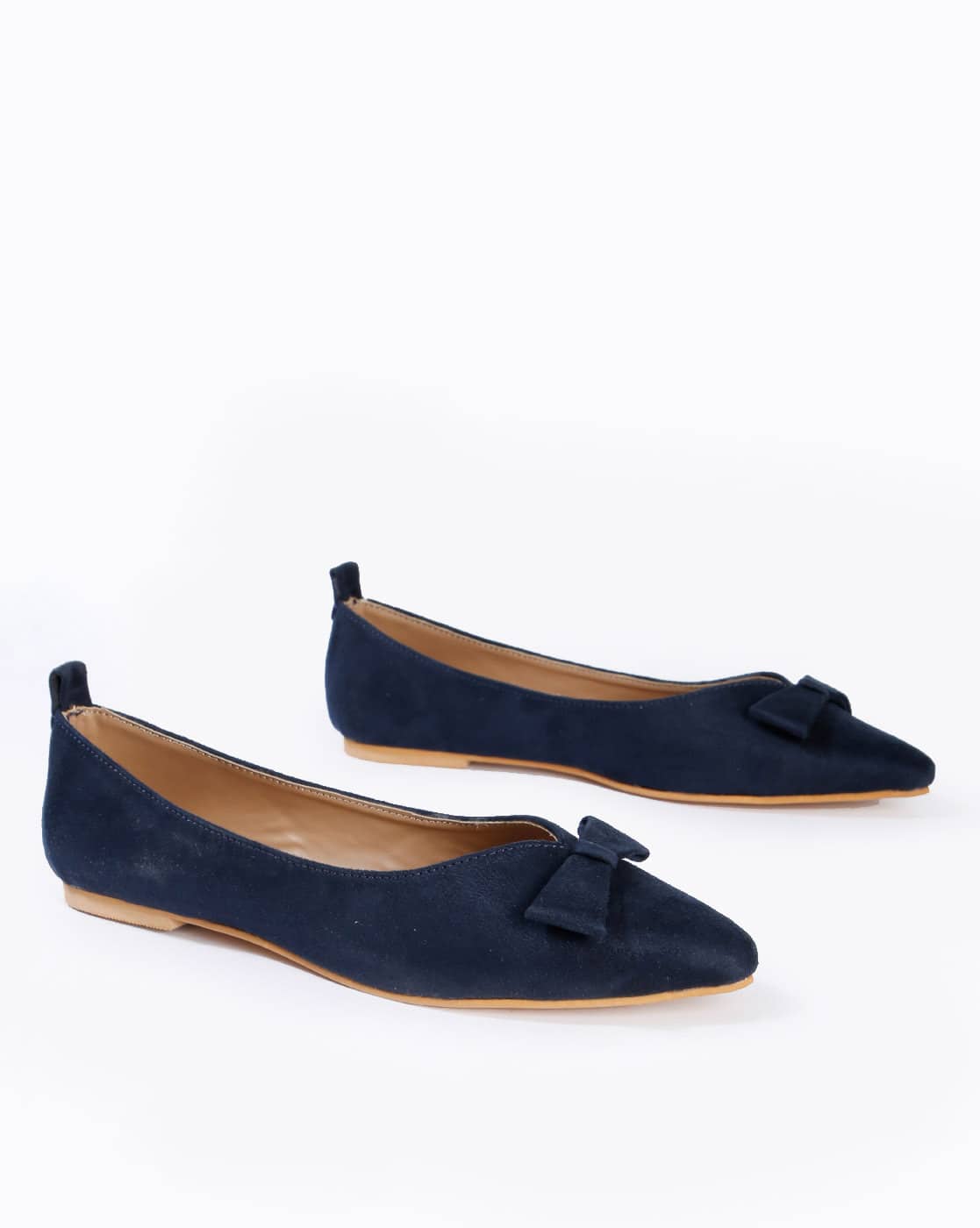 navy pointed flat shoes