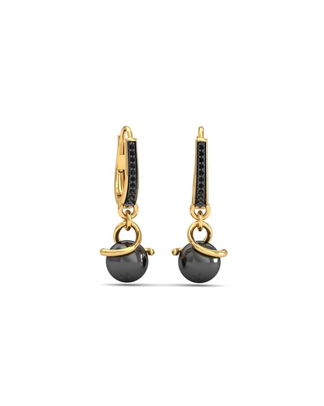 Buy Yellow Gold & Black Earrings for Women by KuberBox Online