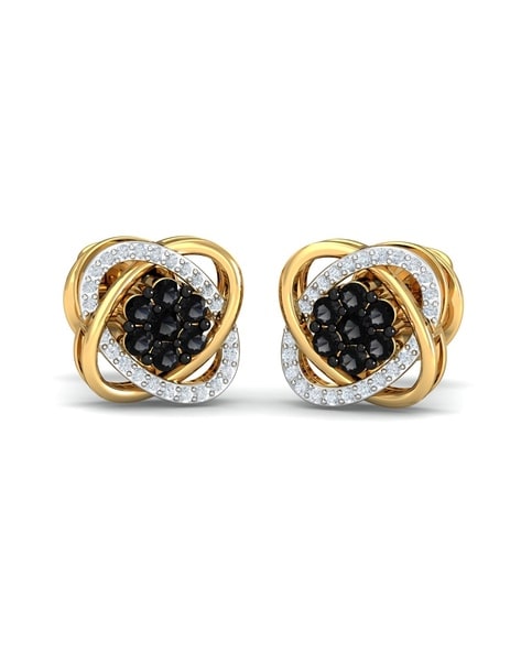 14K Gold Rose Cut Black Diamond Earrings  FERKOS FJ