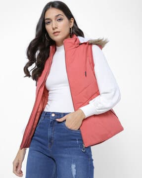 pink sleeveless jacket