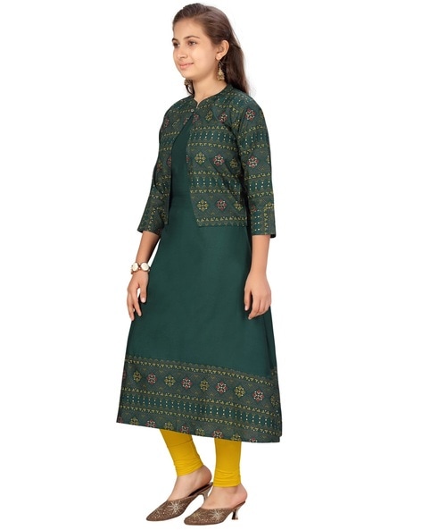 Aline Kurti with Attached Jacket any kids Womens Rayon