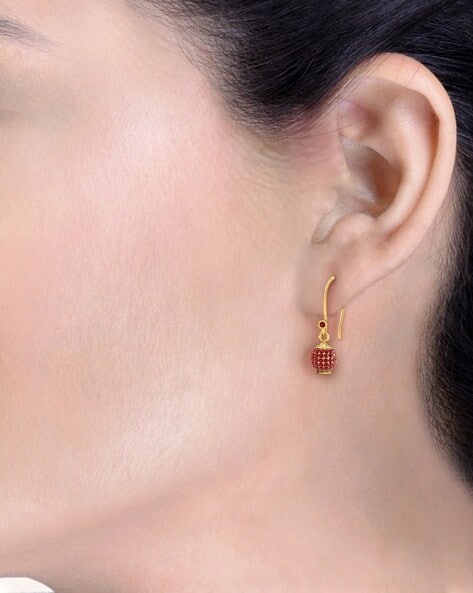 Gold Plated Beaded Temple Earrings : JCU926