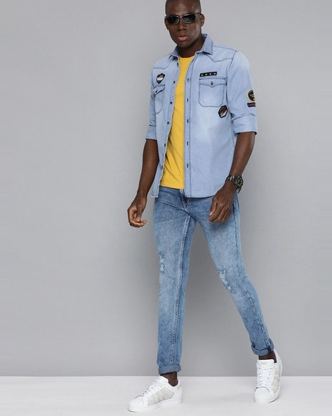 Denim shirt 2024 with badges