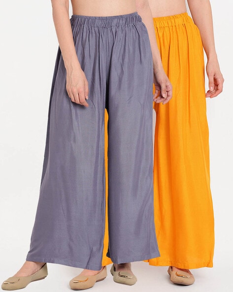 Pack of 2 Elasticated Waistband Palazzos Price in India
