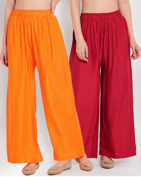 Pack of 2 Full Length Flared Palazzos Price in India