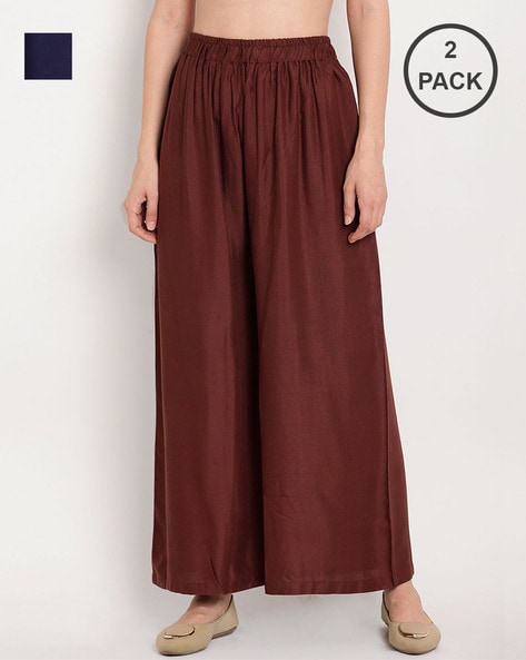 Pack of 2 Palazzos with Elasticated Waistband Price in India