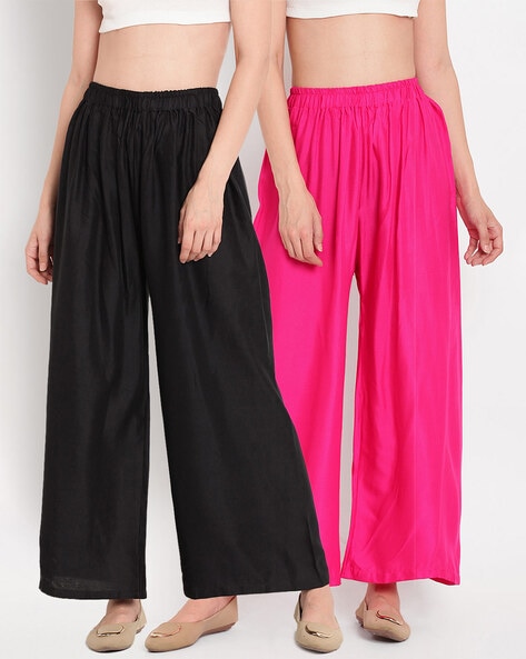Pack of 2 Slip-On Closure Palazzos Price in India