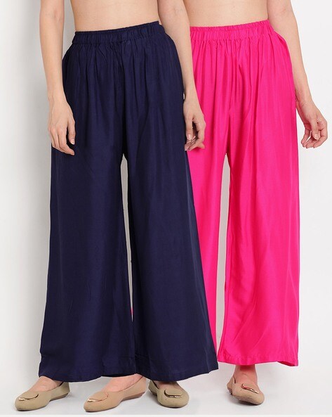 Pack of 2 Palazzos with Elasticated Waist Price in India
