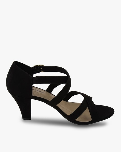 Comfortable black 2024 heeled sandals