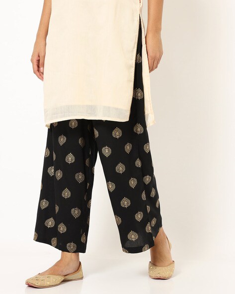 Block Print Palazzos with Elasticated Waistband Price in India