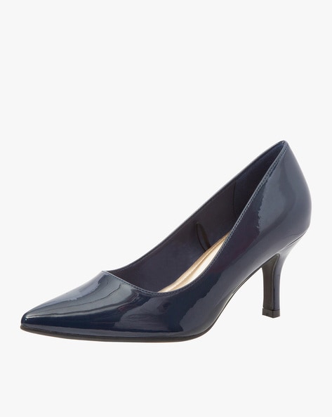 kitten heel navy court shoes