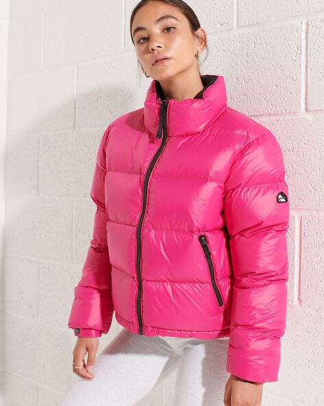 Pink down outlet puffer jacket