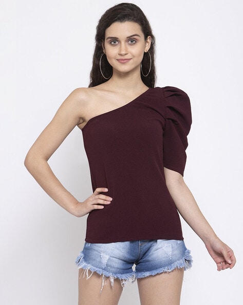 One shoulder cheap baggy tops