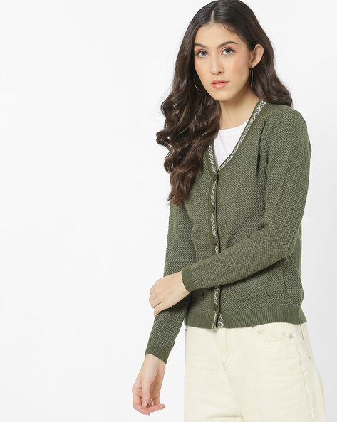 Olive green 2024 cardigan sweater