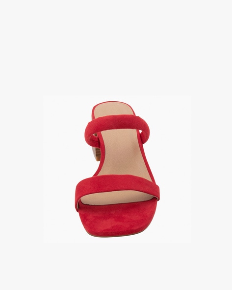 Red suede block discount heels