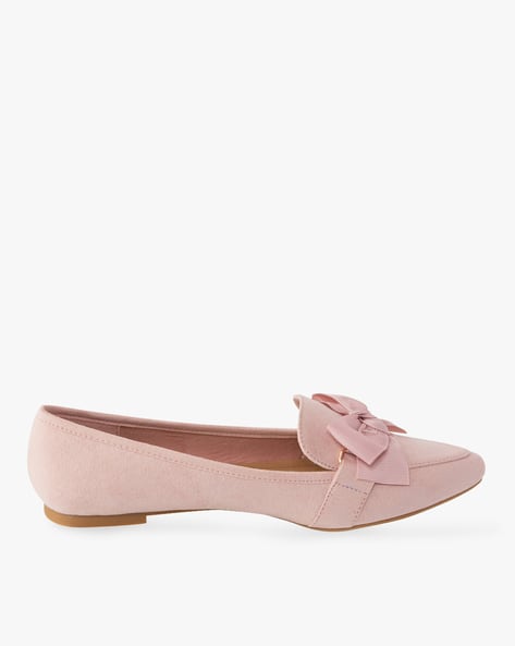 Pointed-Toe Ballerinas with Bow Accent