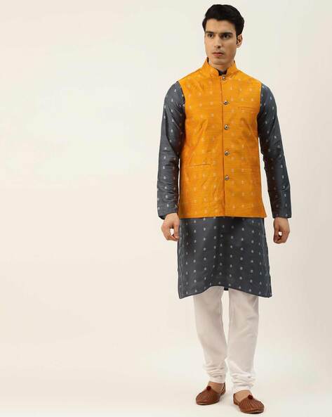 Buy Benstoke Black & Grey Self Pattern Kurta Set With Jackets for Mens  Online @ Tata CLiQ