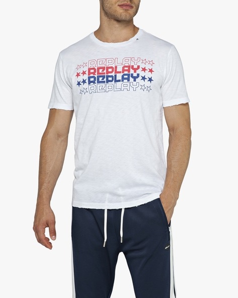 Replay printed t-shirt in white